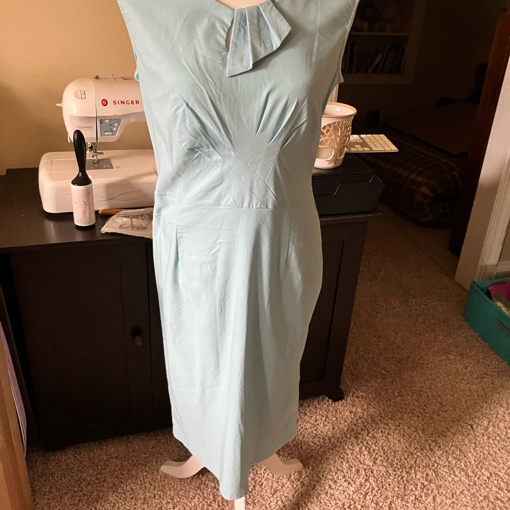Chic Pastel Blue Midi Dress